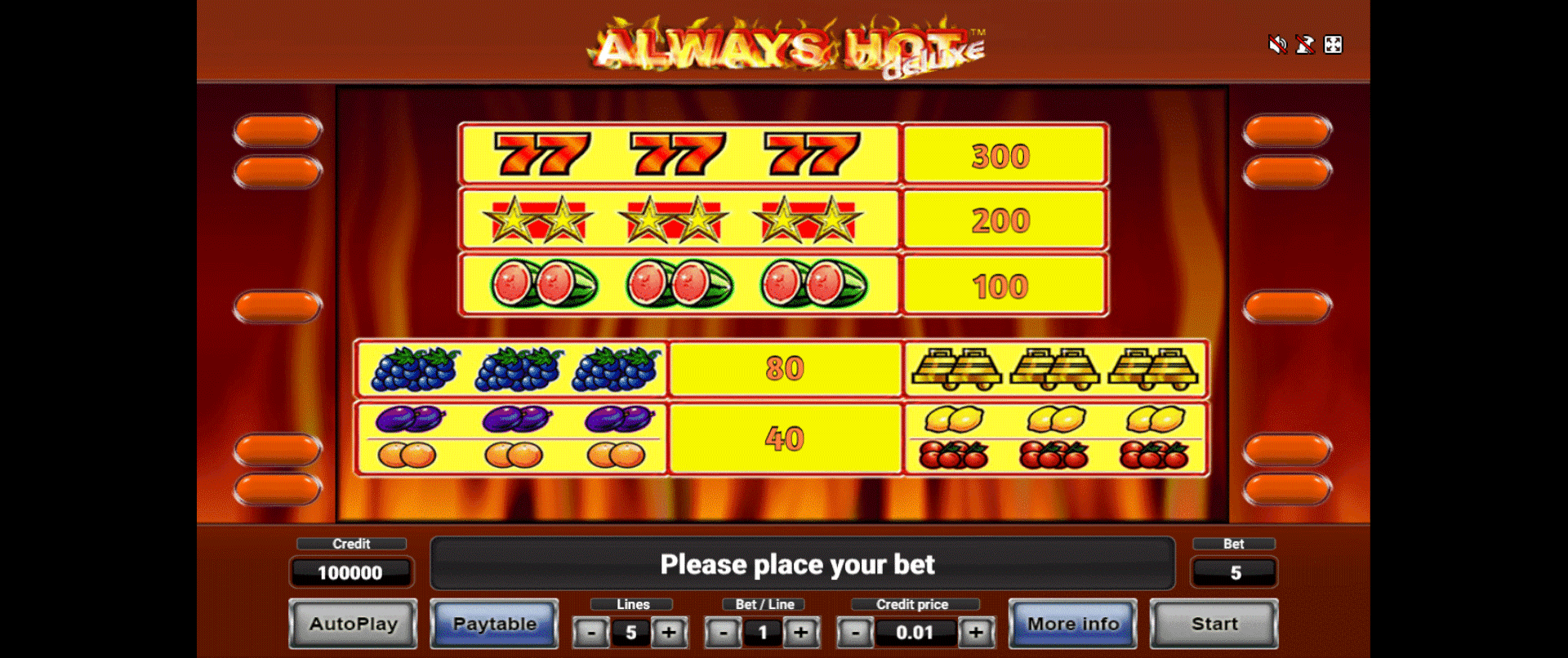 pattable vlt online always hot deluxe